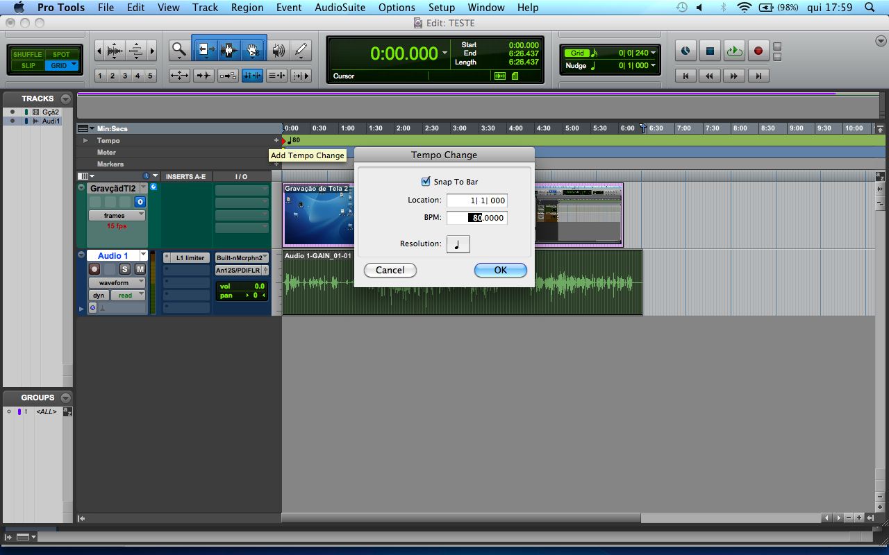 Tempo pro tools Áudio Repórter